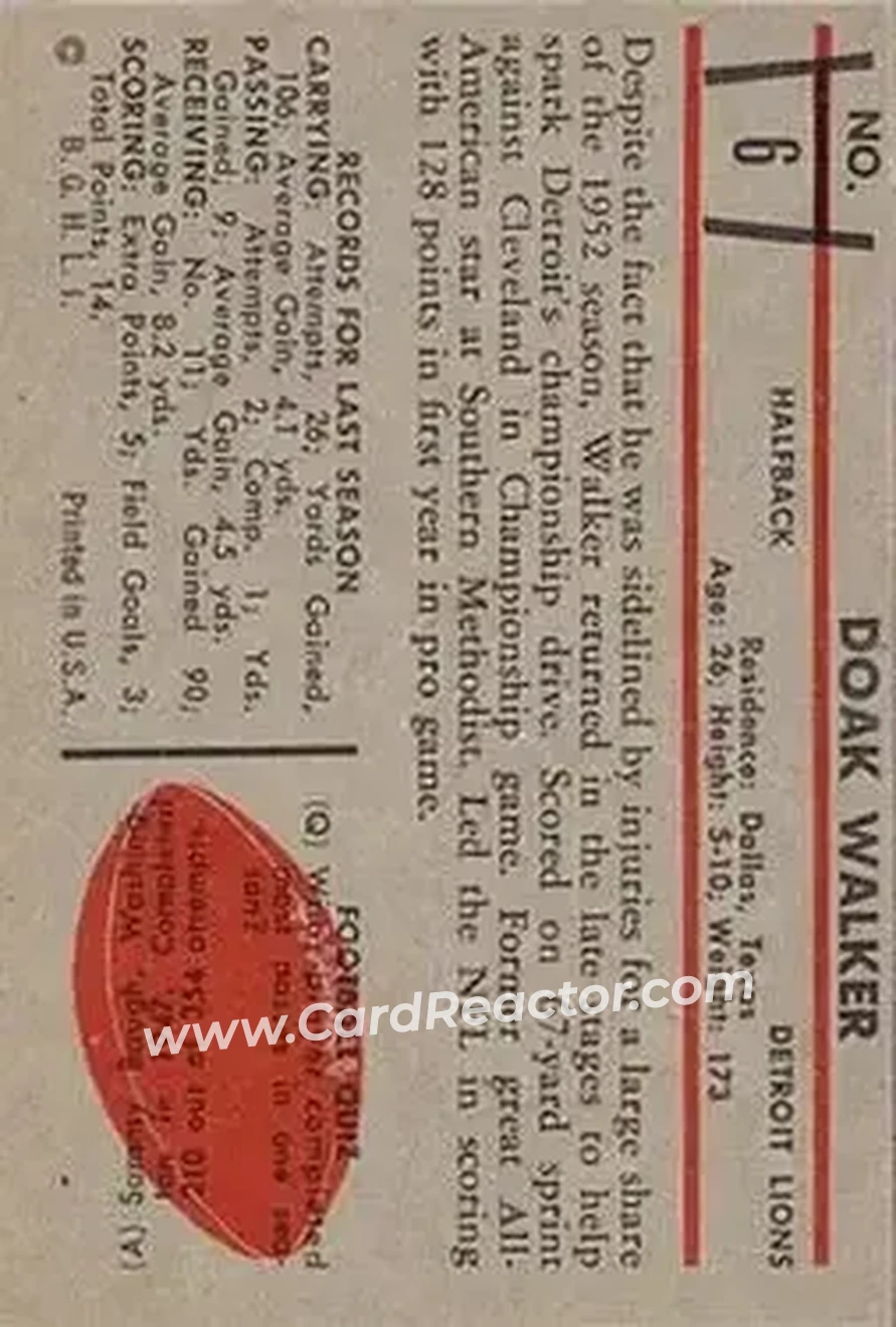 Back of Doak Walker