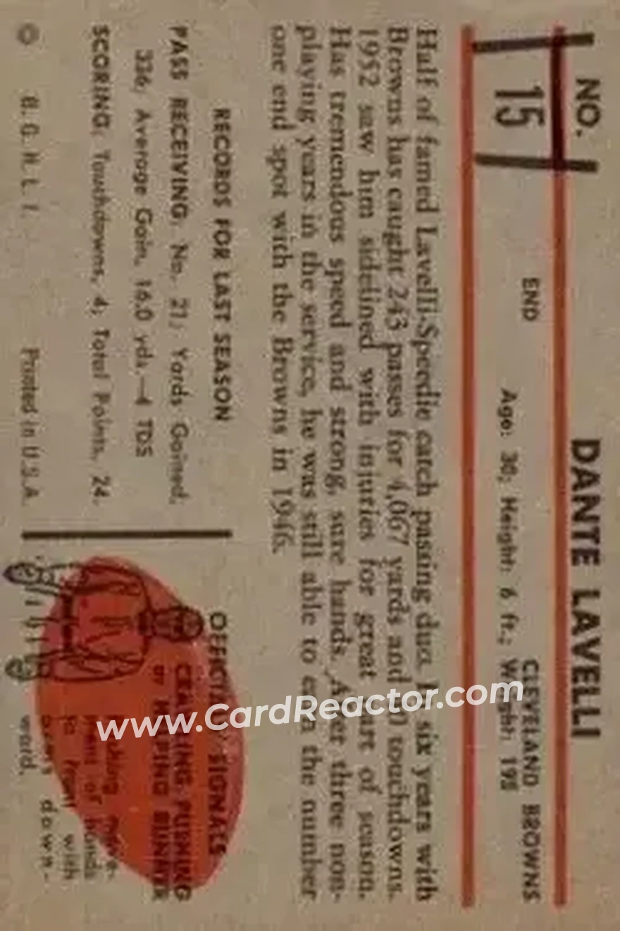 Back of Dante Lavelli
