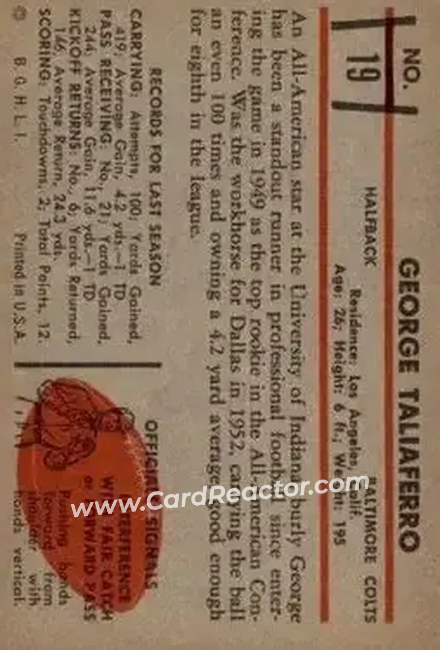 Back of George Taliaferro