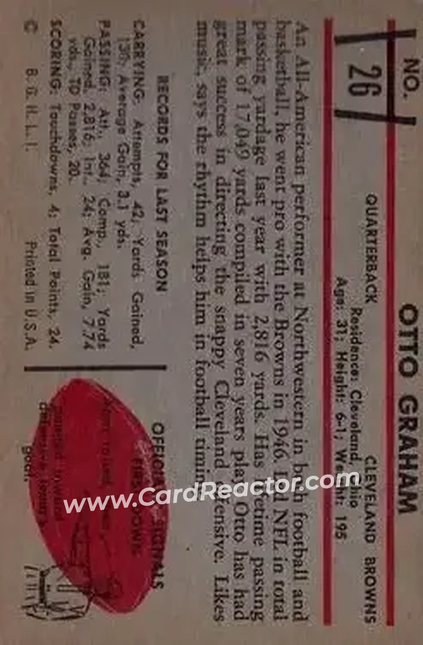 Back of Otto Graham
