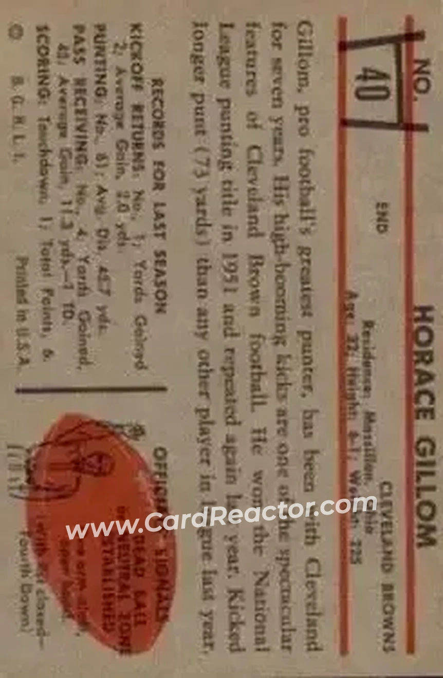 Back of Horace Gillom