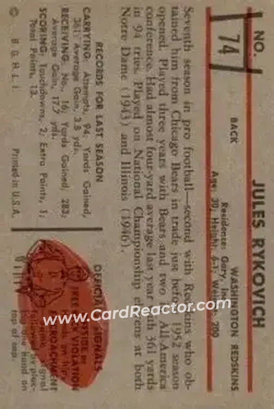Back of Jules Rykovich