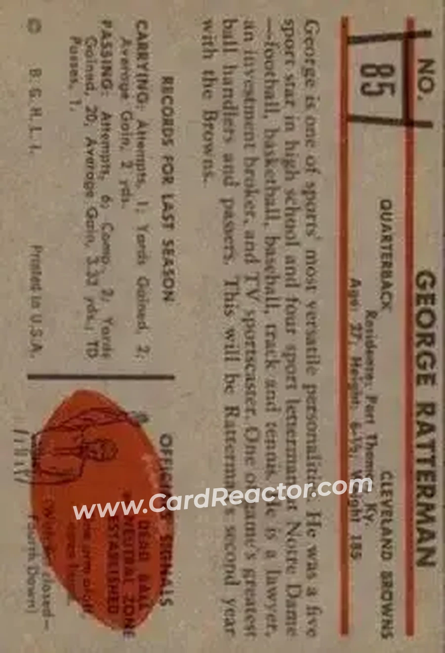 Back of George Ratterman