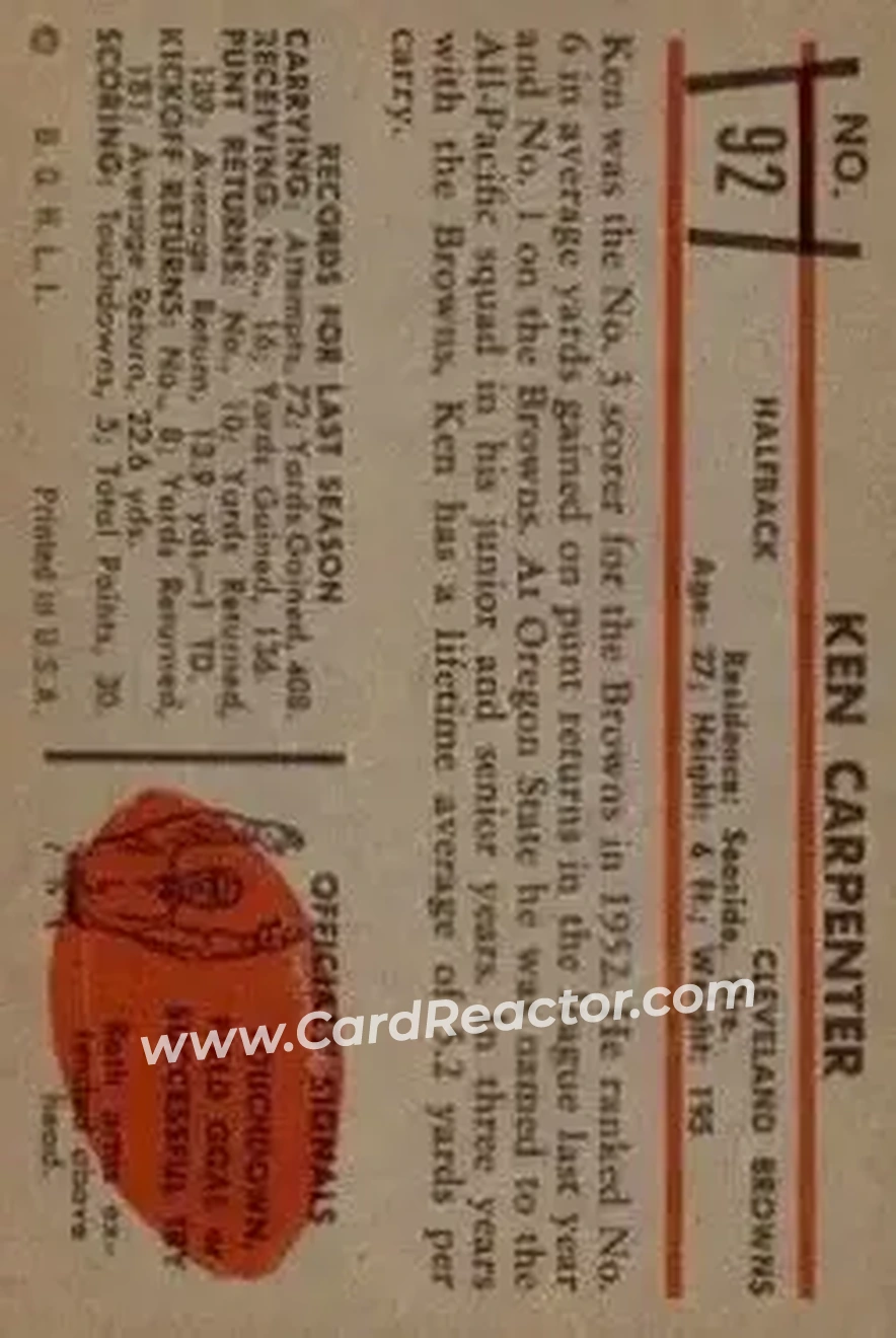 Back of Ken Carpenter
