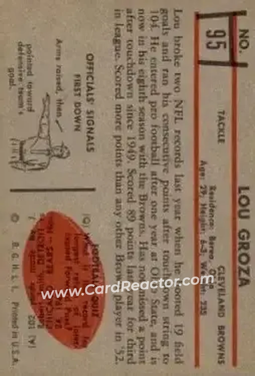 Back of Lou Groza