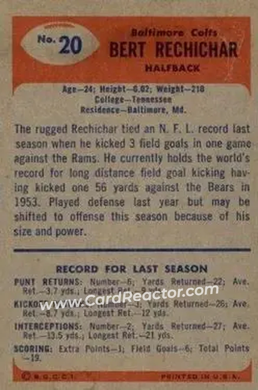 Back of Bert Rechichar