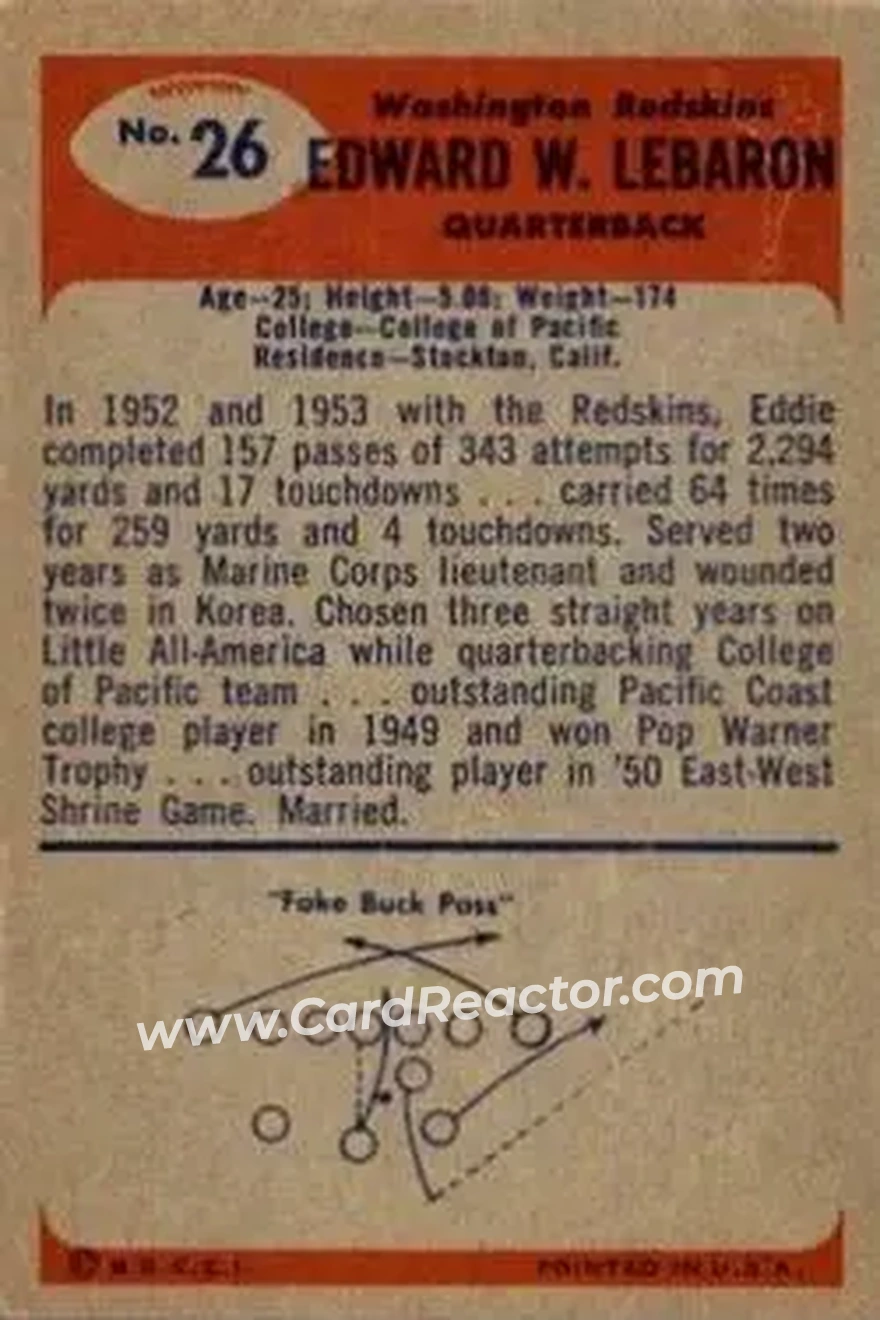 Back of Eddie LeBaron