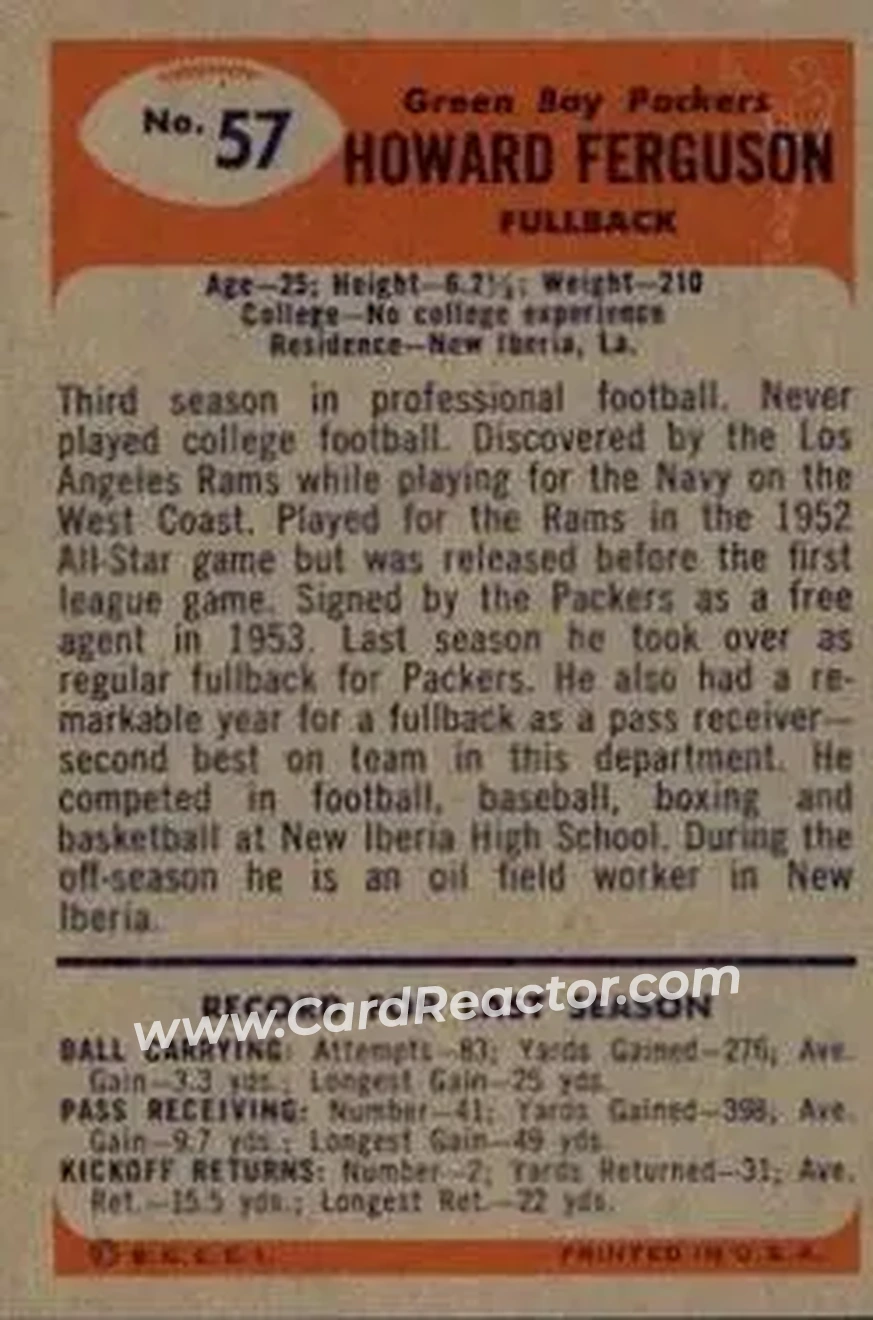 Back of Howie Ferguson