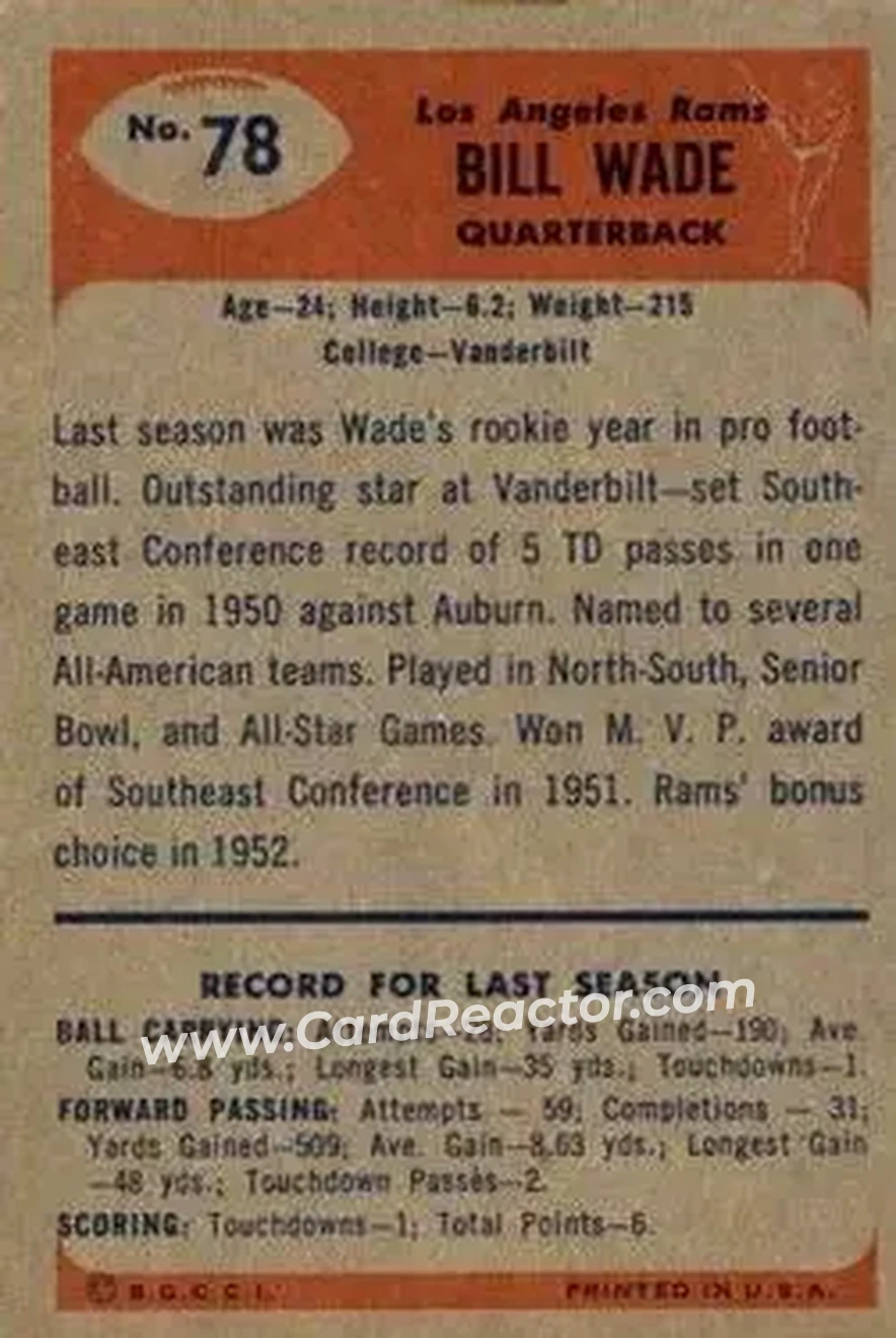 Back of Bill Wade