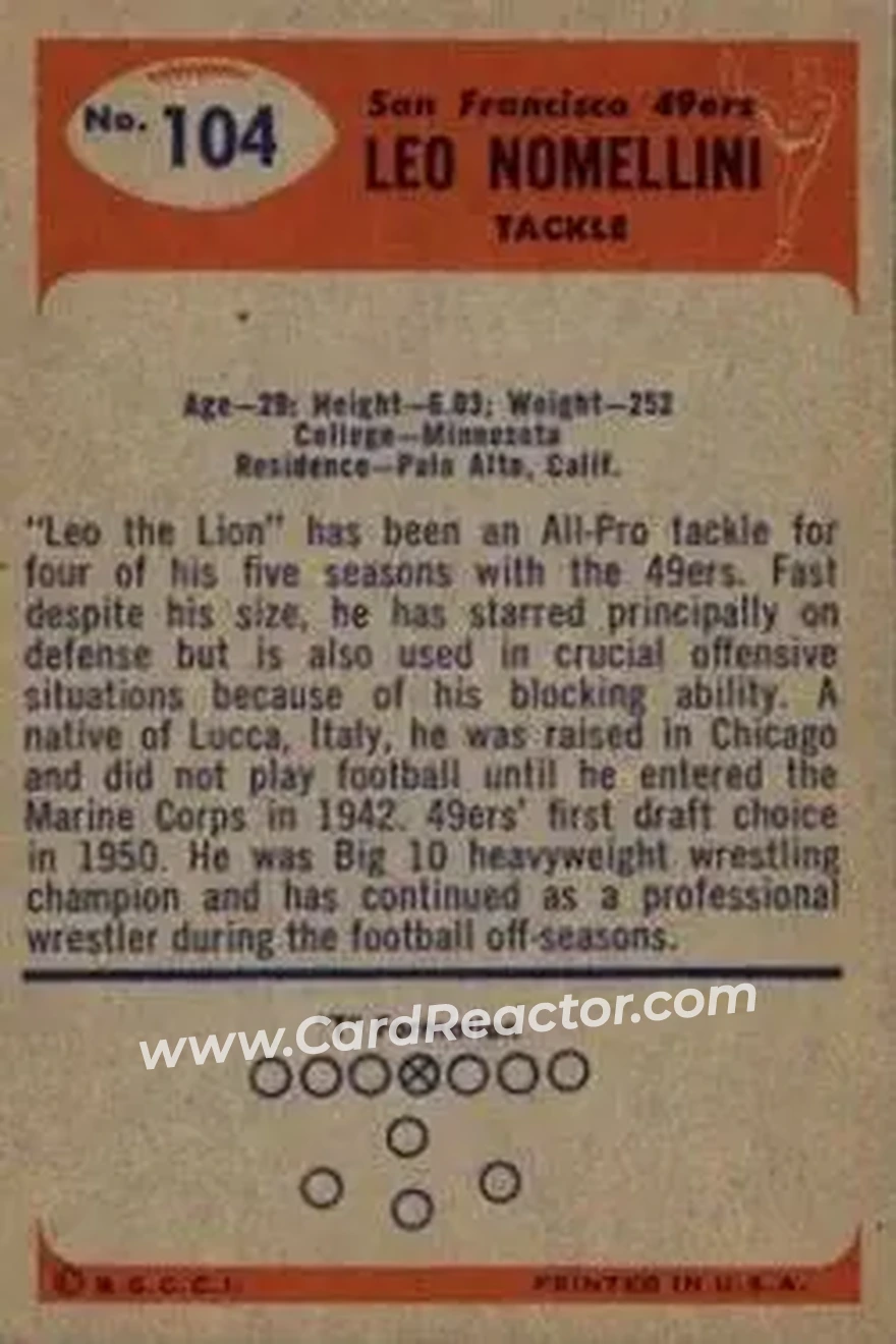 Back of Leo Nomellini