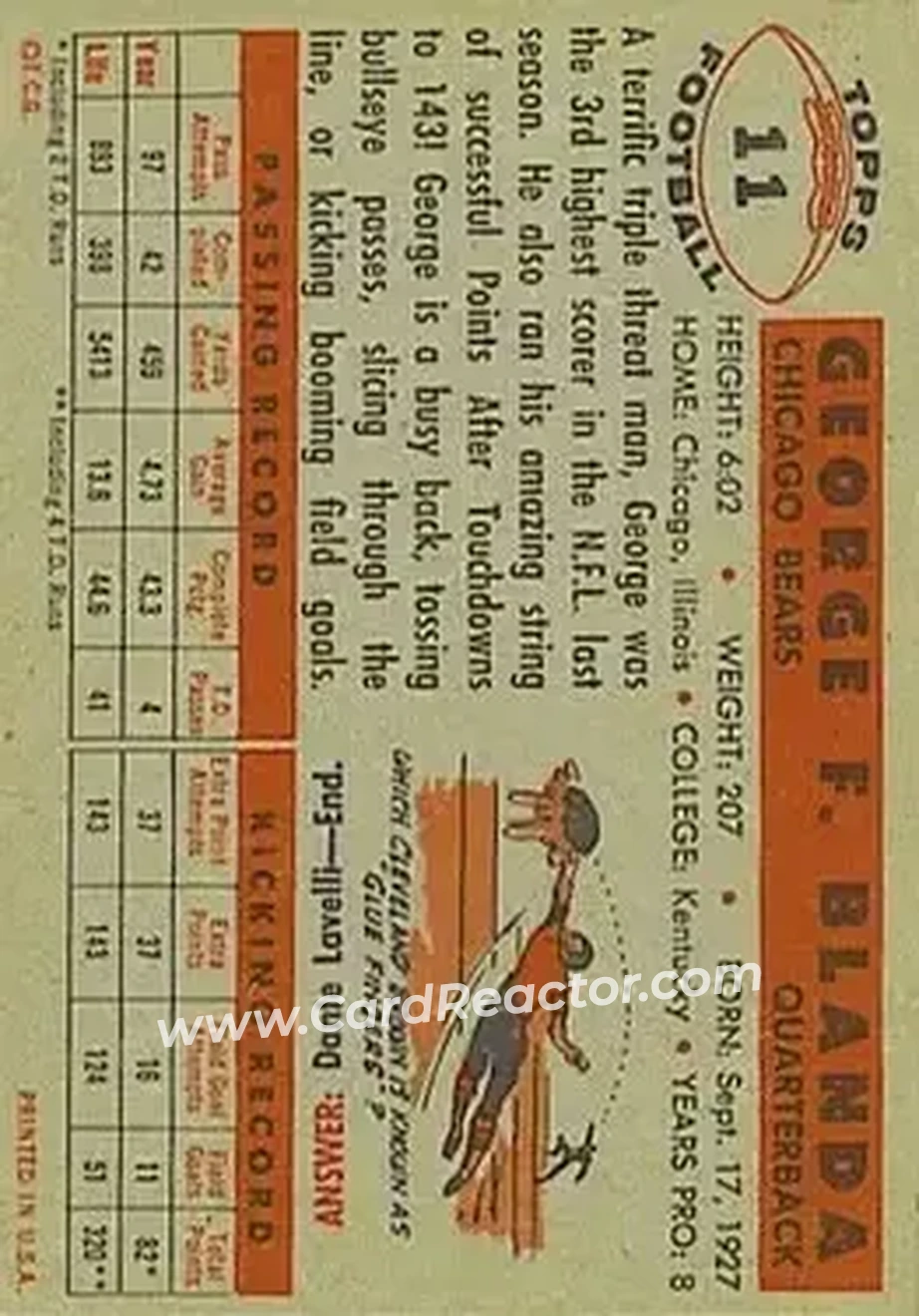 Back of George Blanda