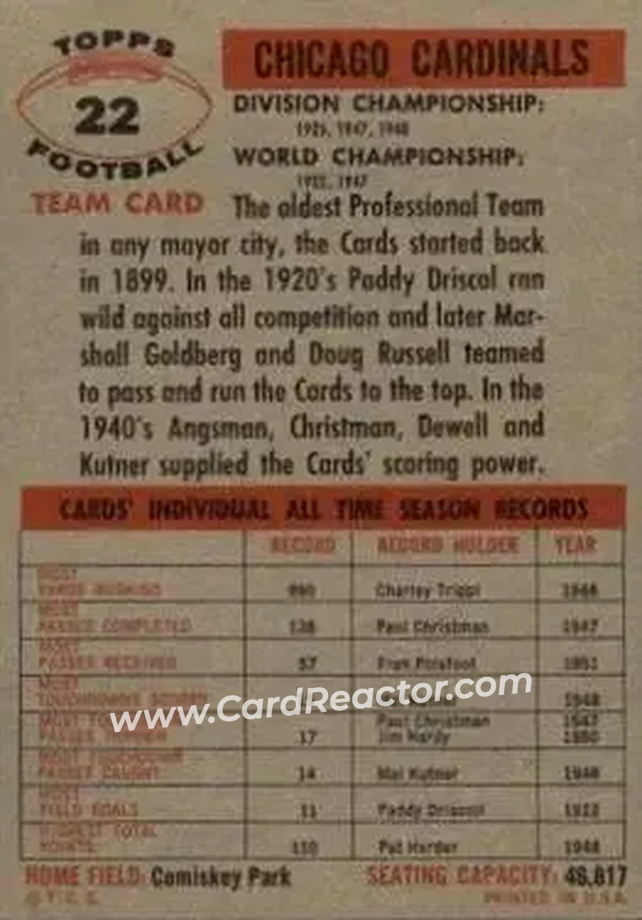 Back of Card #22