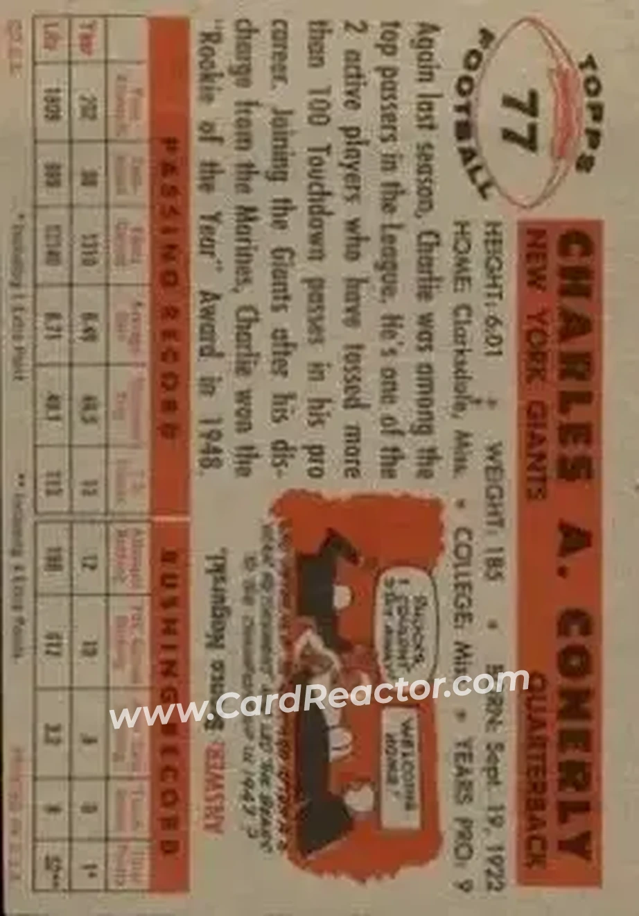 Back of Charley Conerly