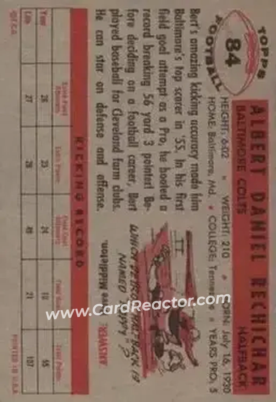 Back of Bert Rechichar