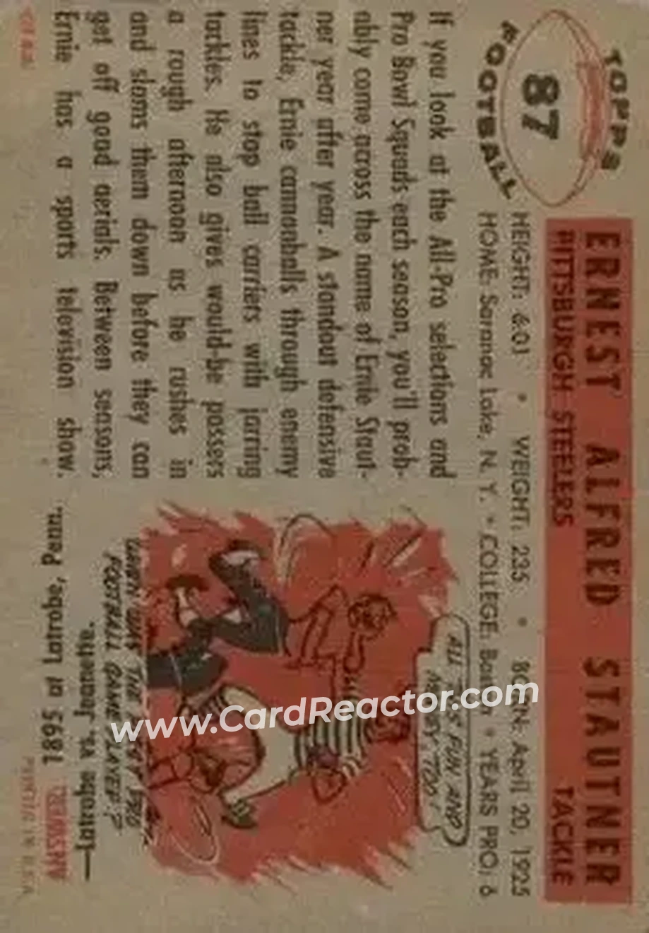 Back of Ernie Stautner