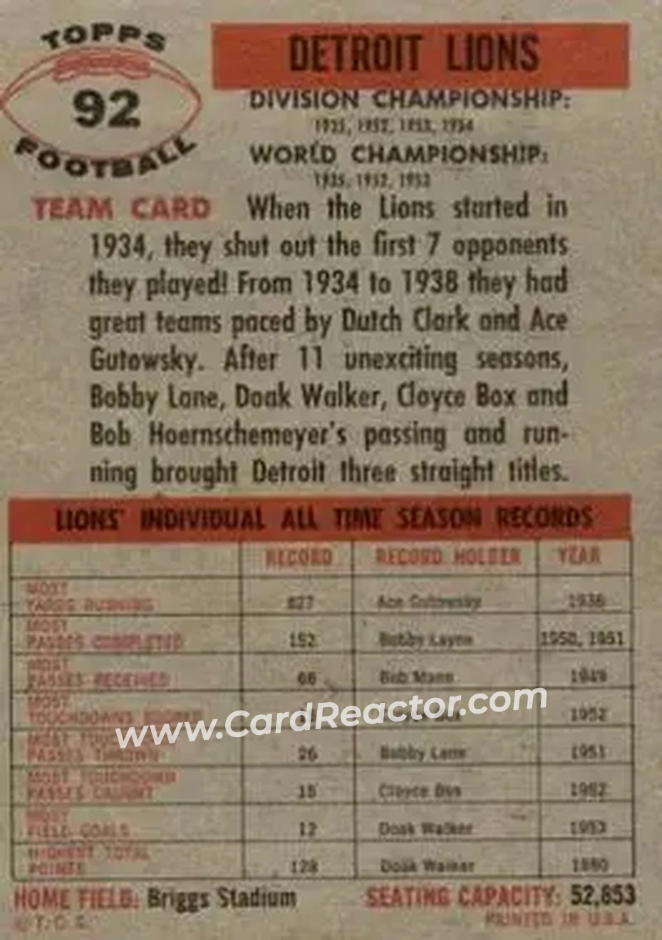 Back of Card #92