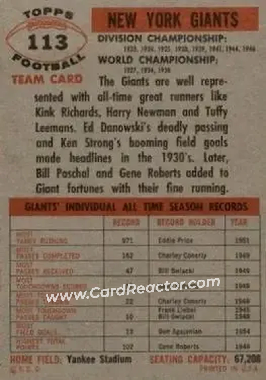 Back of Card #113