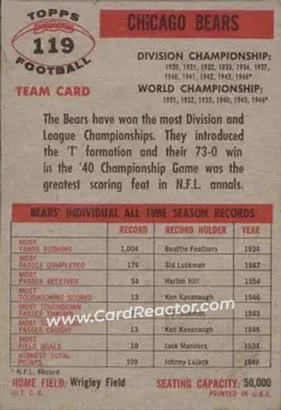 Back of Card #119