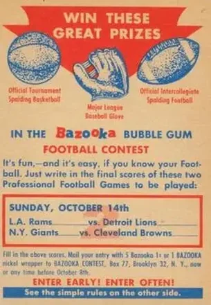 1956 Topps #NNO Card #NNO