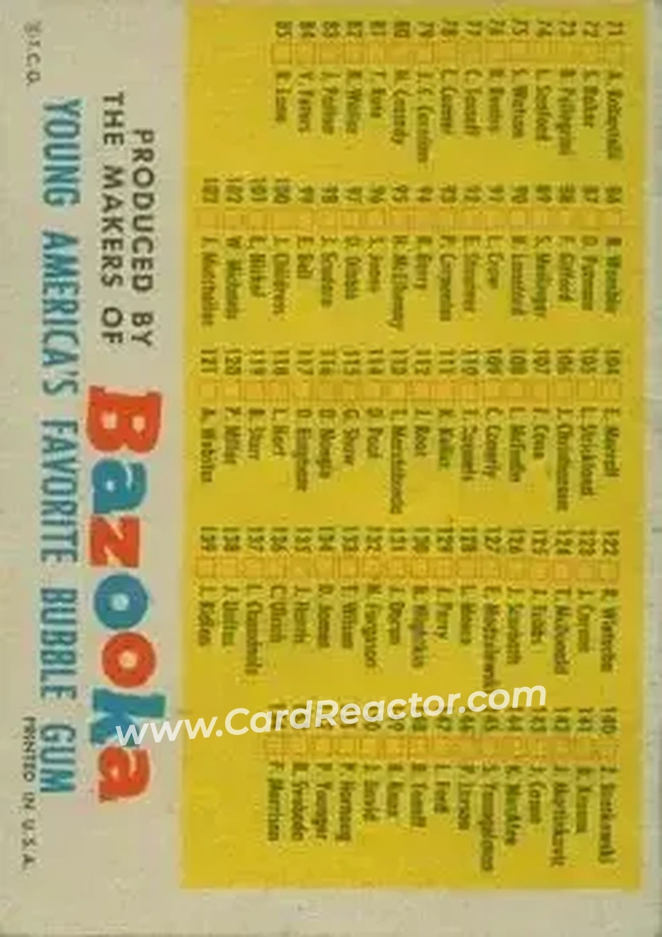 Back of Card #NNO
