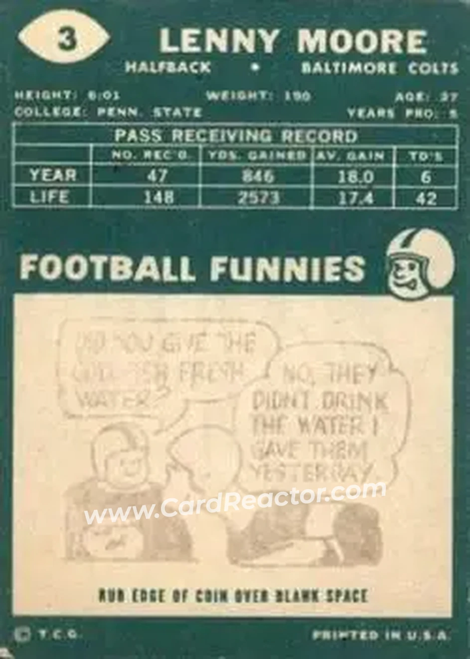 Back of Lenny Moore