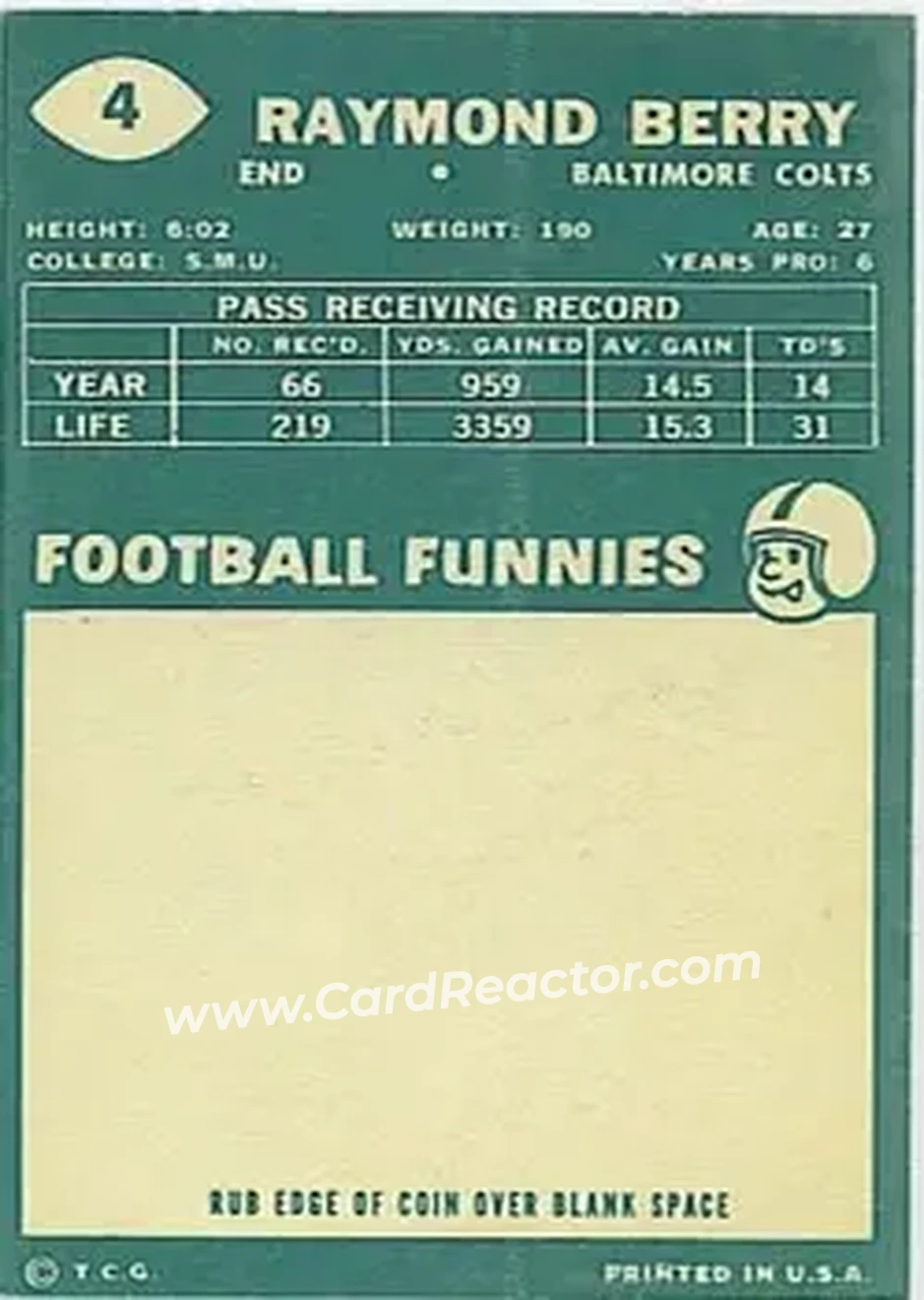 Back of Raymond Berry