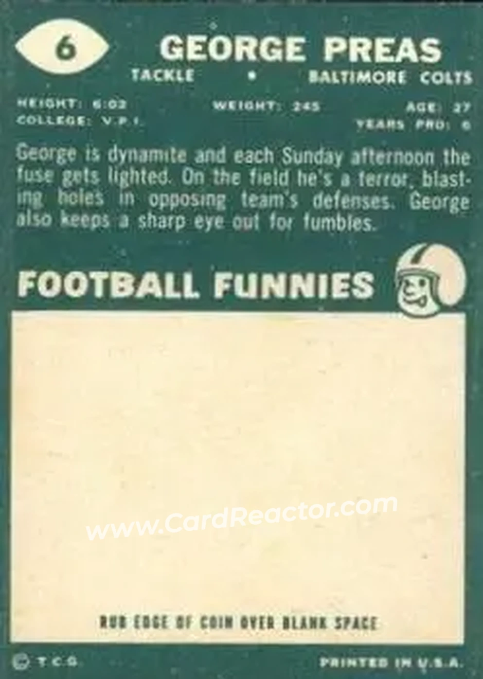 Back of George Preas