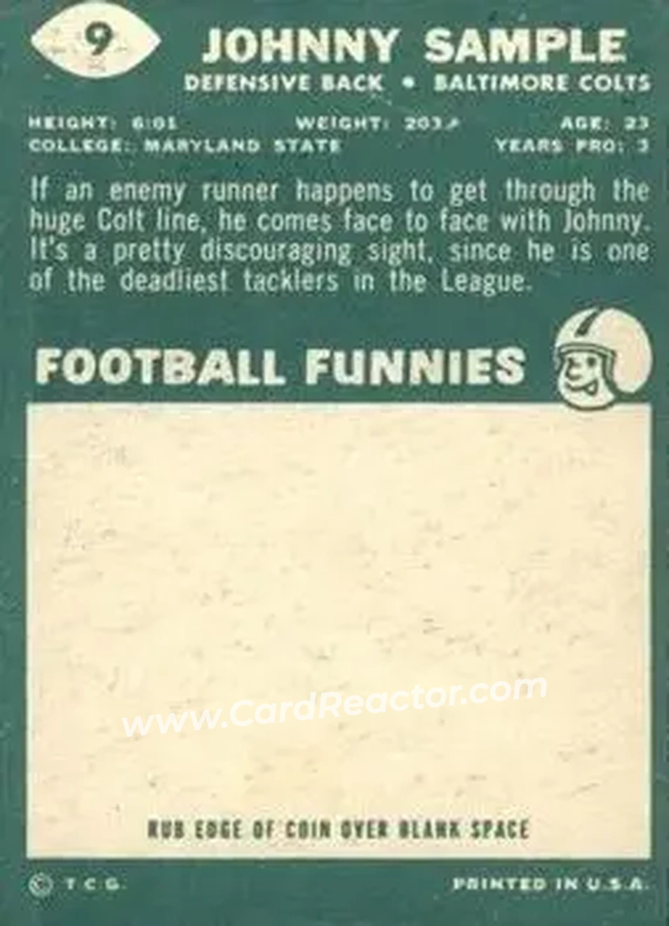 Back of Johnny Sample