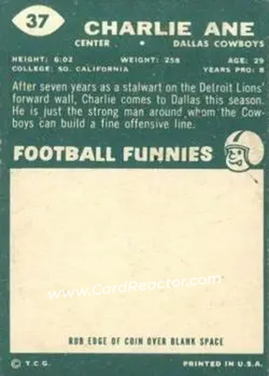 Back of Charlie Ane