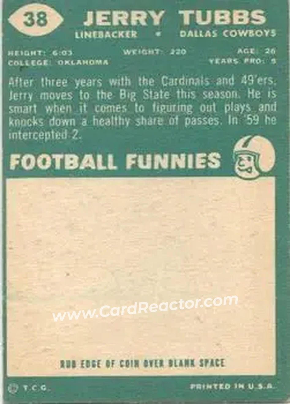 Back of Jerry Tubbs