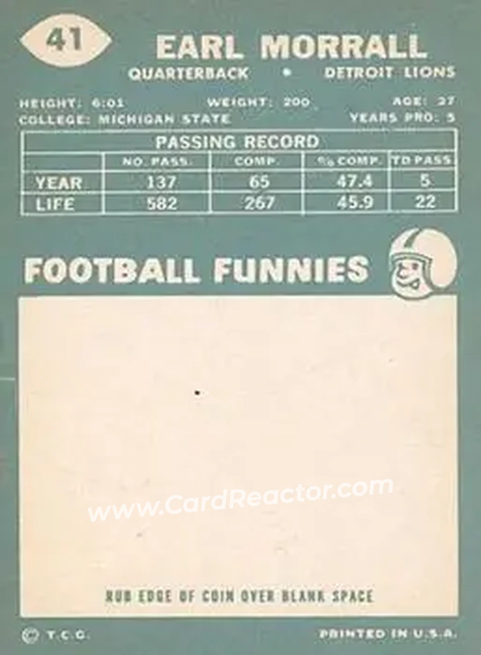 Back of Earl Morrall