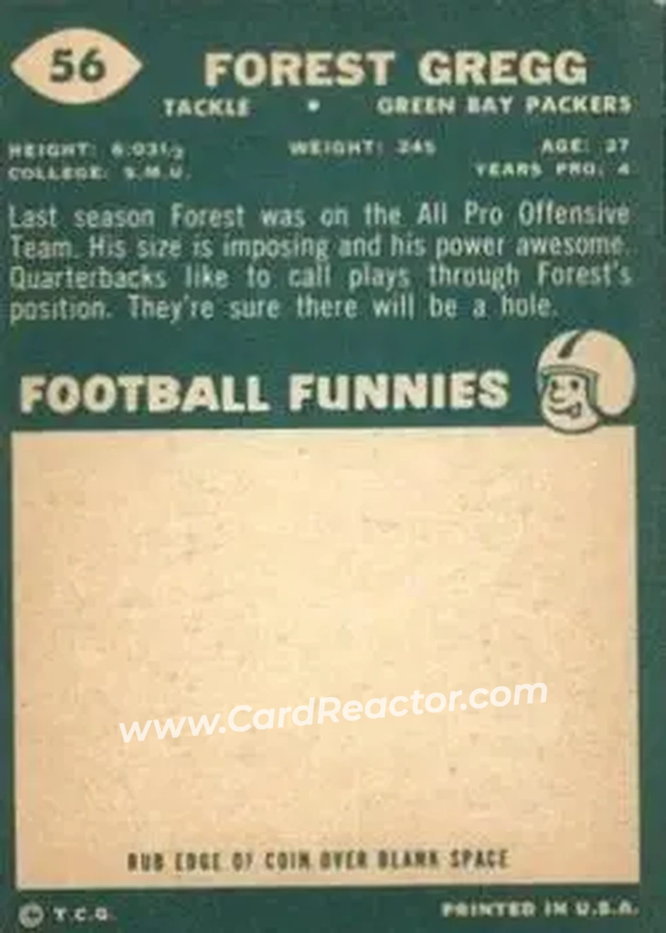 Back of Forrest Gregg