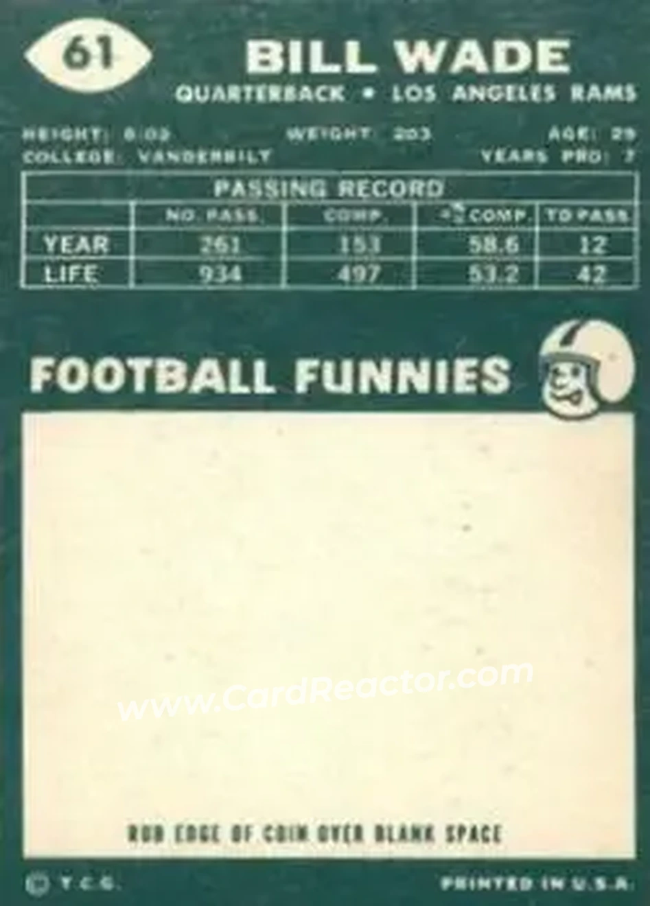 Back of Bill Wade