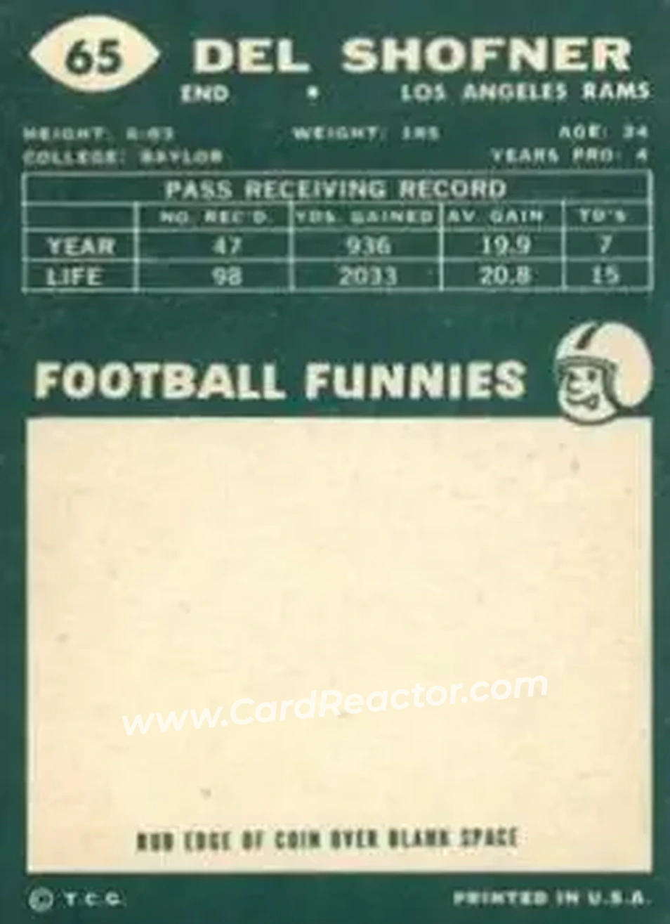 Back of Del Shofner