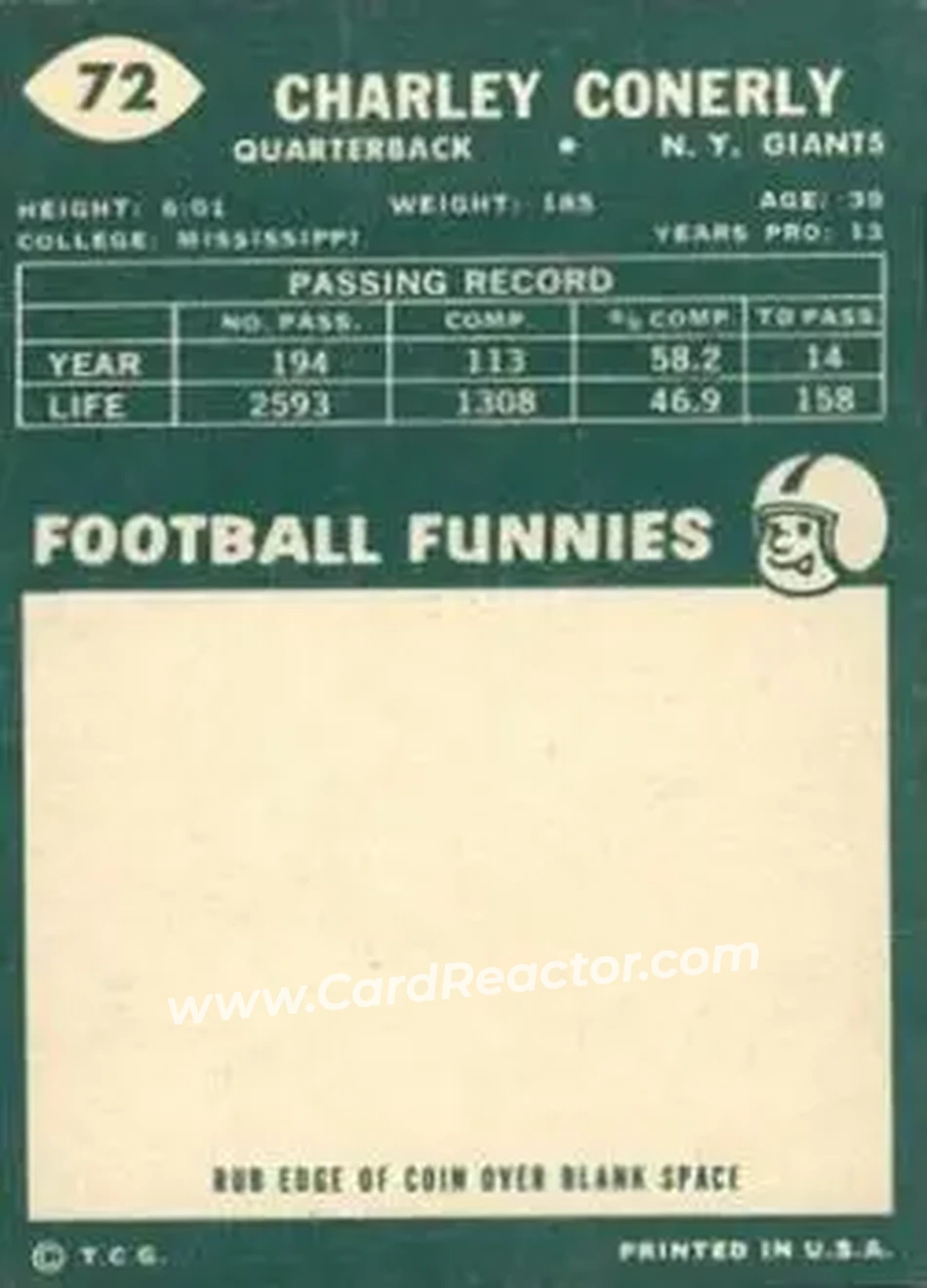 Back of Charley Conerly