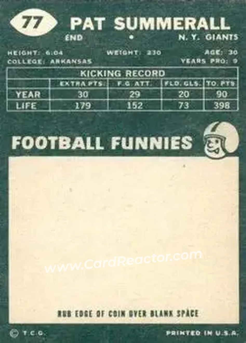 Back of Pat Summerall