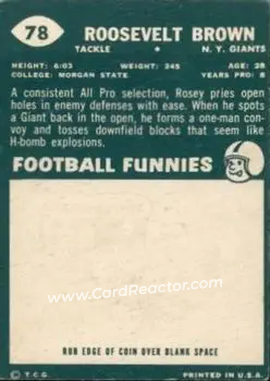 Back of Roosevelt Brown
