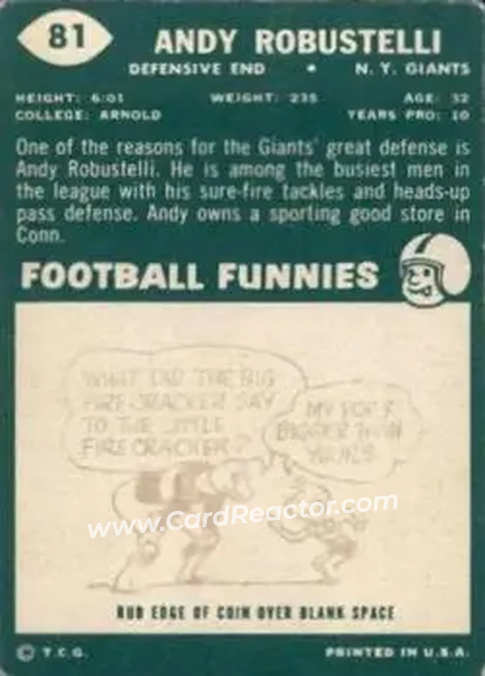 Back of Andy Robustelli