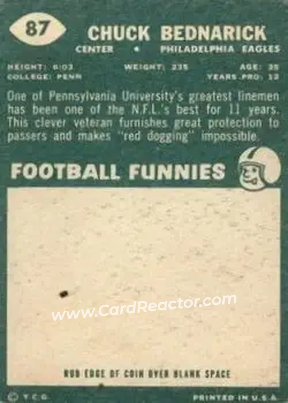 Back of Chuck Bednarik
