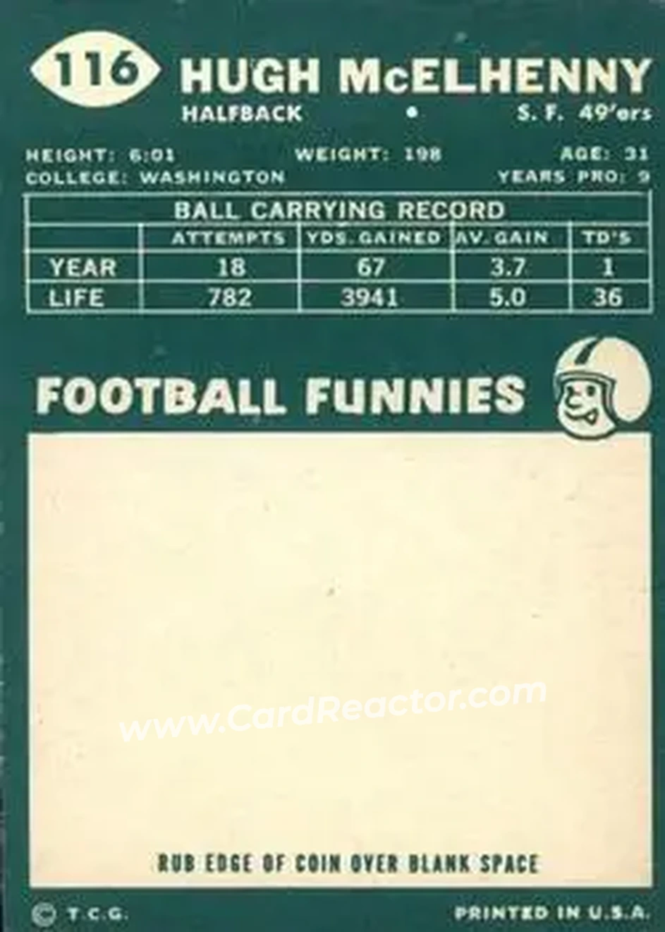 Back of Hugh McElhenny