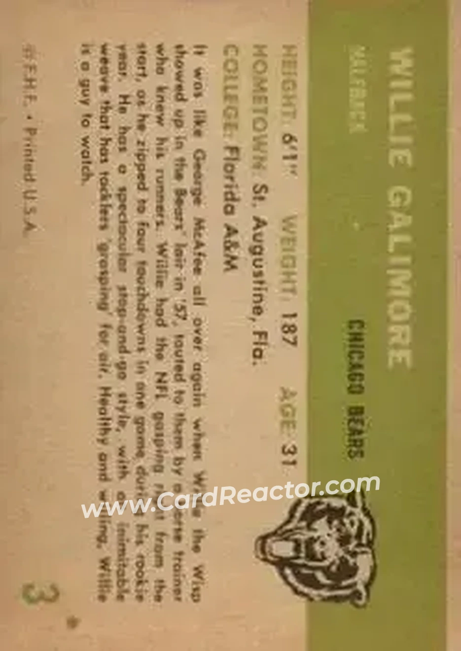 Back of Willie Galimore