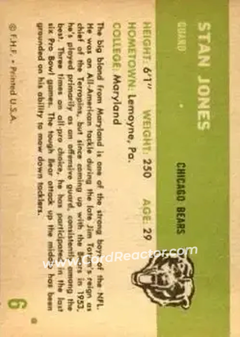 Back of Stan Jones