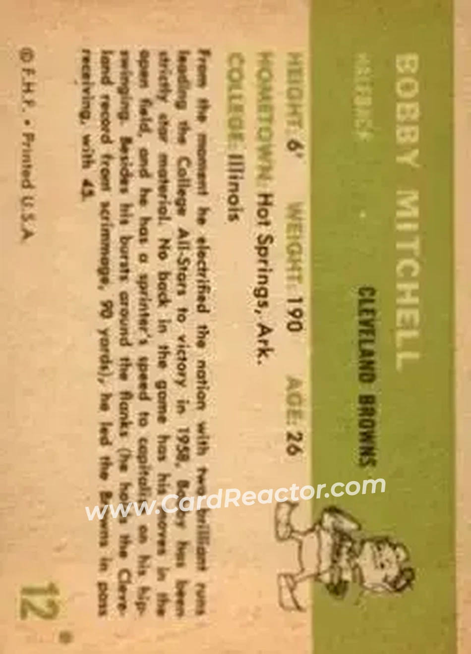 Back of Bobby Mitchell