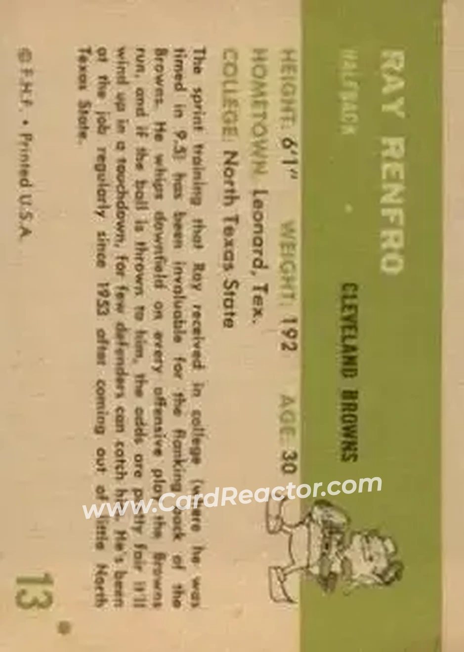 Back of Ray Renfro