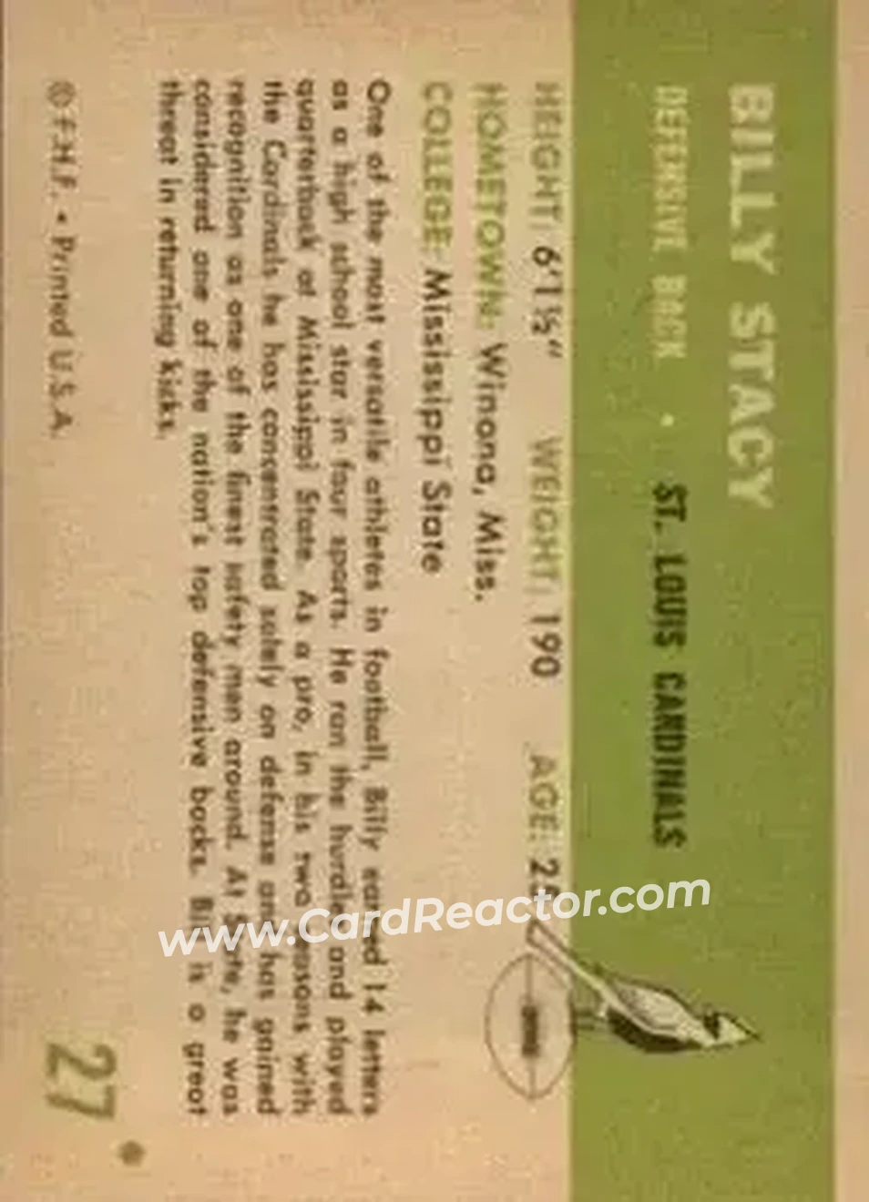 Back of Billy Stacy