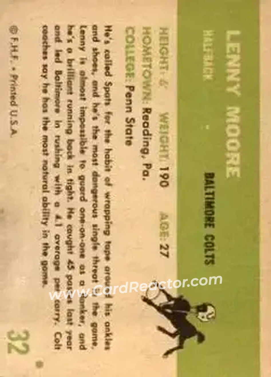 Back of Lenny Moore