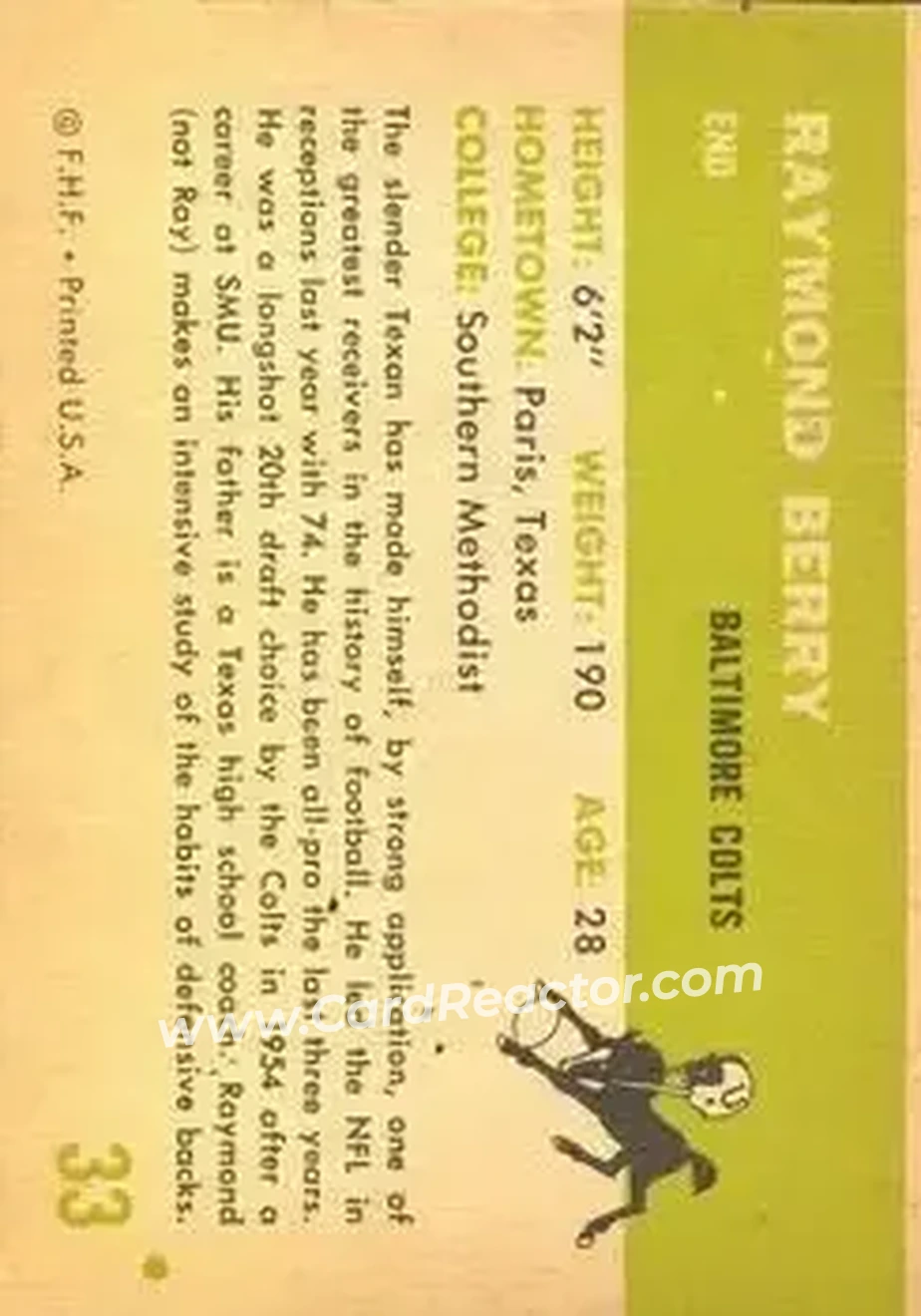 Back of Raymond Berry