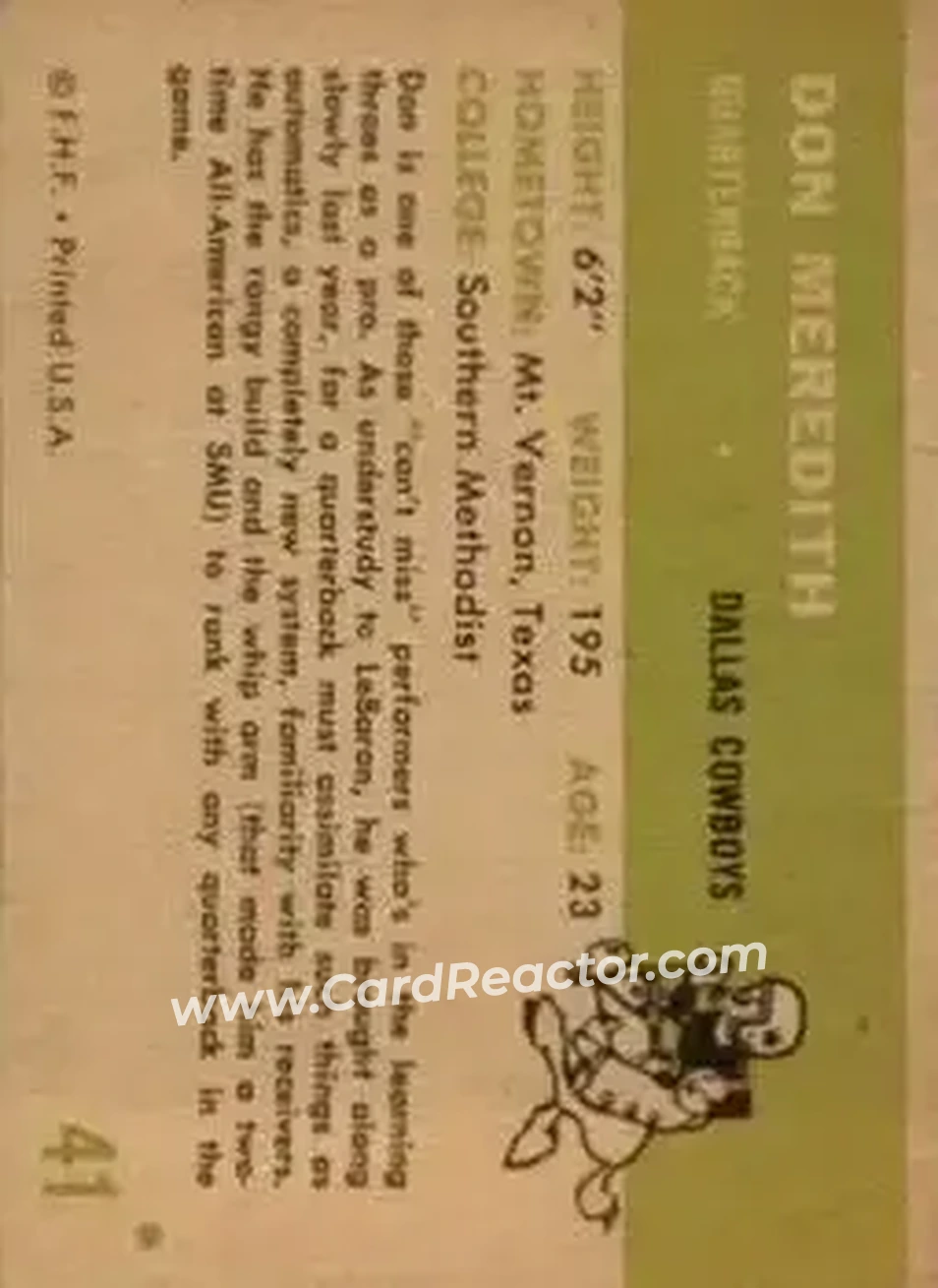 Back of Don Meredith