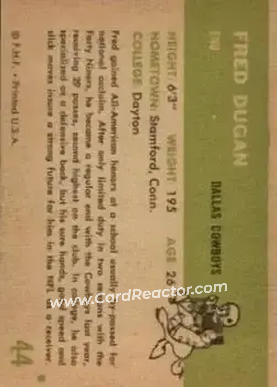 Back of Fred Dugan