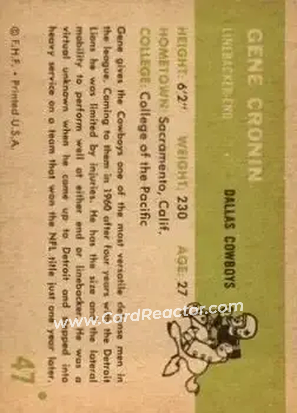 Back of Gene Cronin